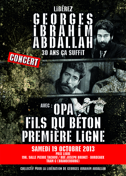 GIA Concert1 A Bordeaux, Liberté pour Georges Abdallah: projection, concert, manifestation